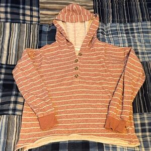 Maurices Pink Striped Button-Up Hoodie